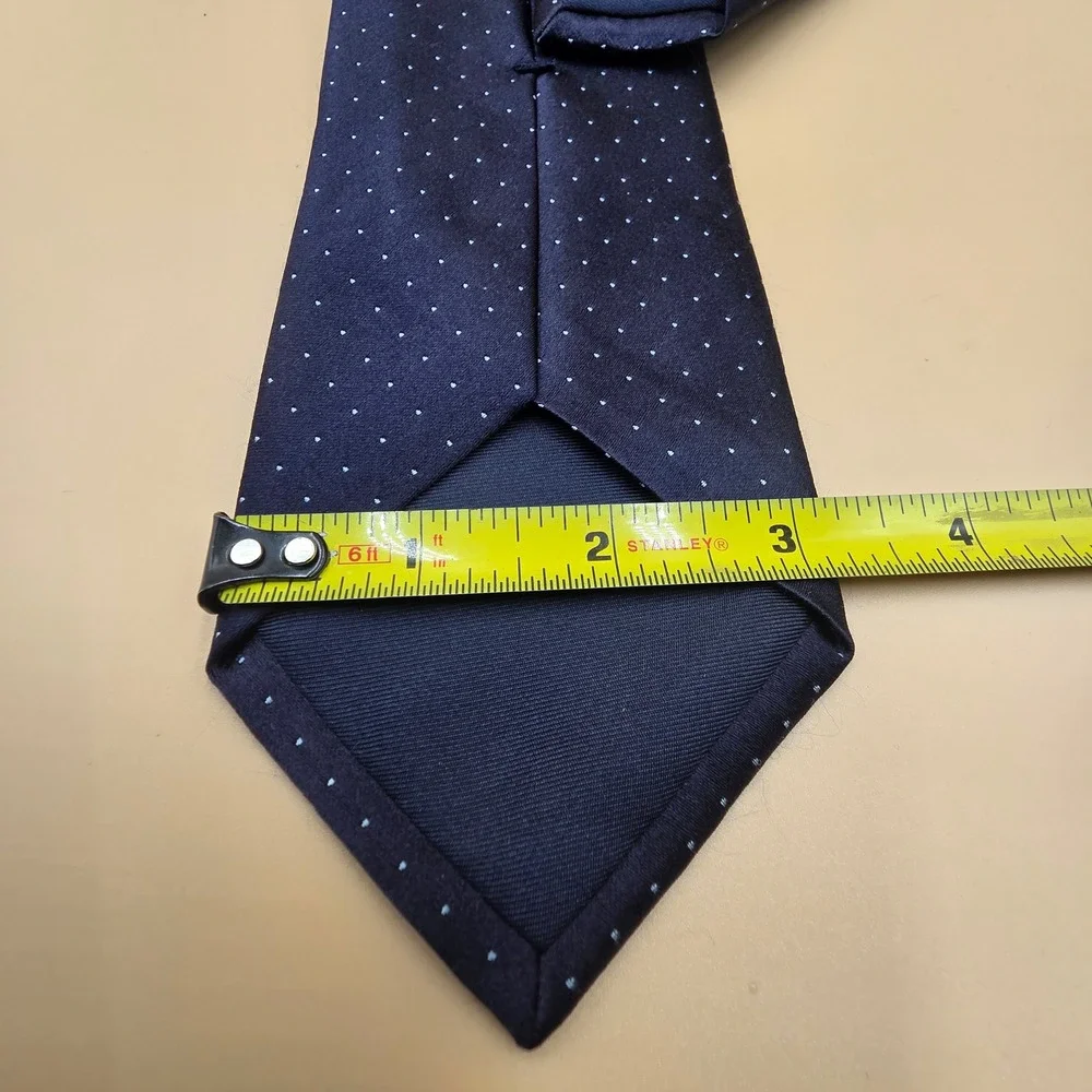 Dunhill London Navy Blue Pin Dot Silk Tie Handmade in Italy Mens Necktie Luxury